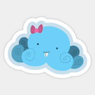 Cute Blue Bucktooth Octopus Baby Sticker